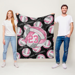 Couverture Polaire rose gris filles blanches aimer volleyball personn