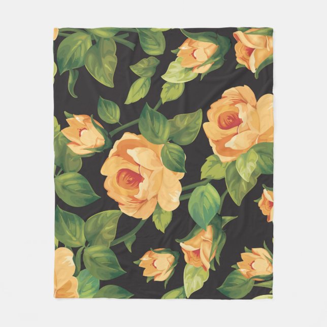 Couverture Polaire Rose, motifs floraux sans soudure. (Devant)