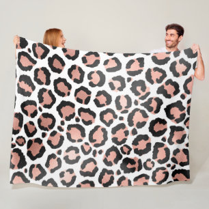 Couverture Polaire Rose noir moderne  or Empreinte de léopard à huile