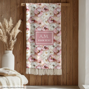 Couverture Polaire Rose Pâle Pastel Douce Fleur Personnalisée Jeté