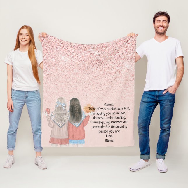 Couverture Polaire Rose rose Parties scintillant effet Deux filles Le (En situation)