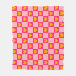 Couverture Polaire Rose rouge jaune coeur amour À damiers Y2K Motif
