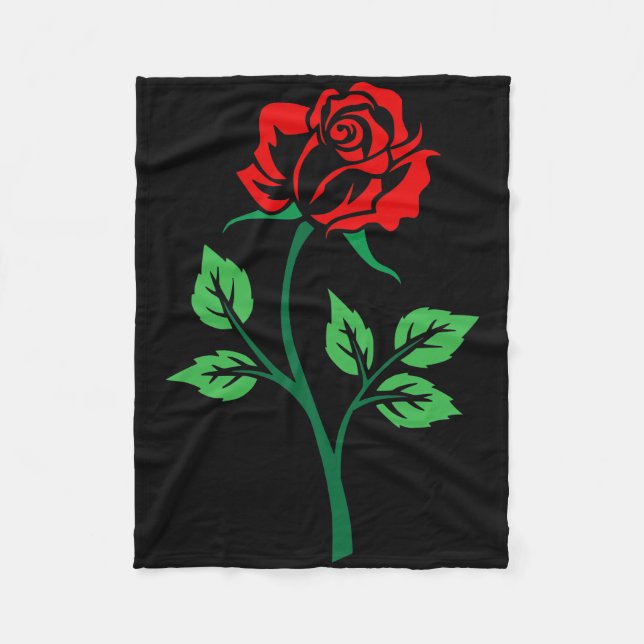 Couverture Polaire Rose rouge personnalisable (Devant)