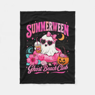 Couverture Polaire Rose summerween fantôme mignon vacances de plage t
