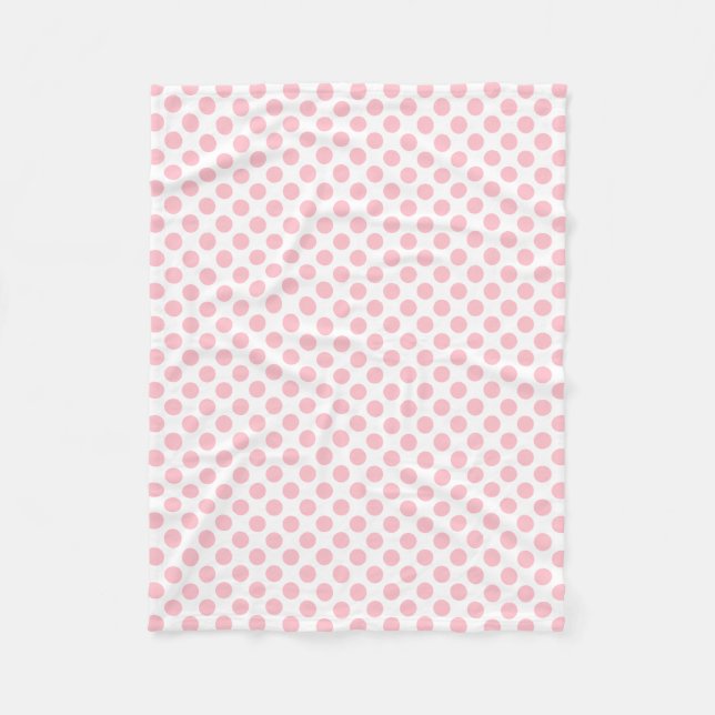 Couverture Polaire Rose sur blanc Pois de taille moyenne (Devant)