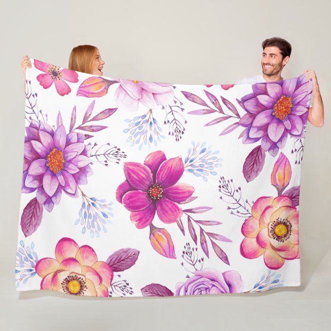Couverture Polaire rose violette (En situation)