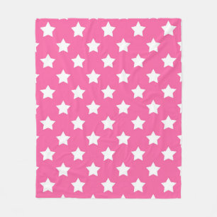 Couverture Polaire Rose White Stars Motif Décor