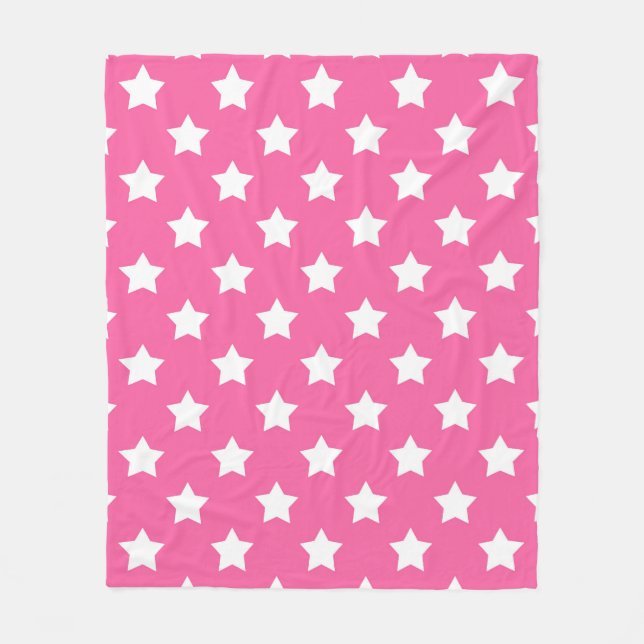 Couverture Polaire Rose White Stars Motif Décor (Devant)