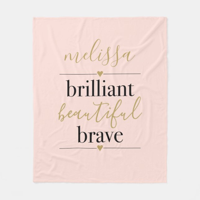 Couverture Polaire Rosée Noire Personnalisé Brillant Beau Brave (Devant)