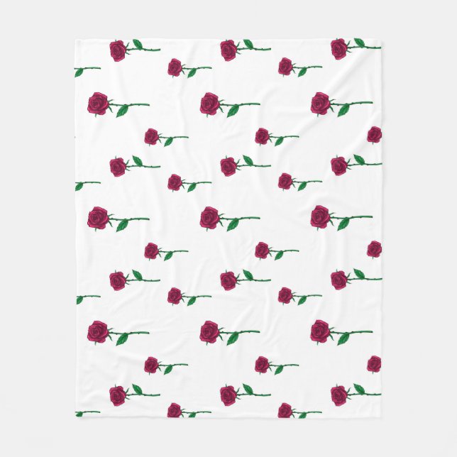 Couverture Polaire Roses avec tige romantique design Saint Valentin (Devant)