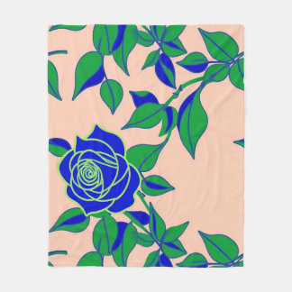 Couverture Polaire Roses en bleu électrique saisissant avec des feuil