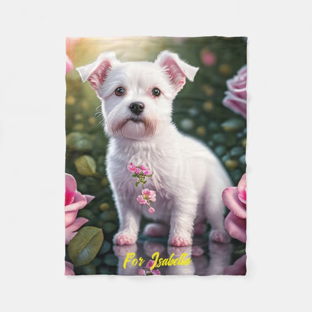Couverture Polaire Roses Et Petite Collection De Chiens Lit Pour Anim (Devant)