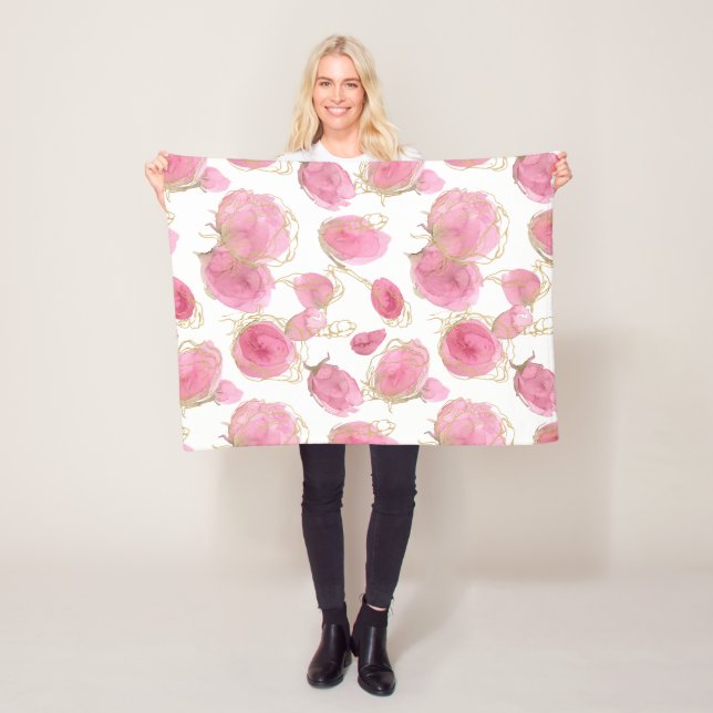 Couverture Polaire Roses roses (En situation)