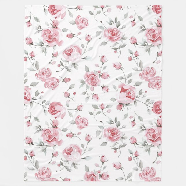 Couverture Polaire Roses roses floraux Shower de mariage (Devant)