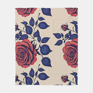 Couverture Polaire Roses rouges peintes à la main en gras
