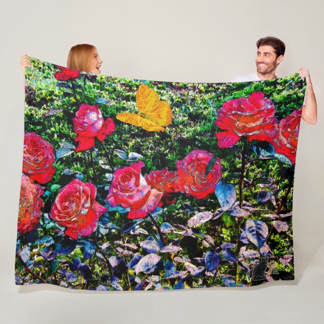 Couverture Polaire Roses rouges Roses rouges Toison Blanche polaire (En situation)