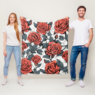 Couverture Polaire roses rouges sauvages