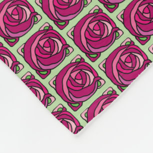 Couverture Polaire Roses vintages Pink et vert motif floral
