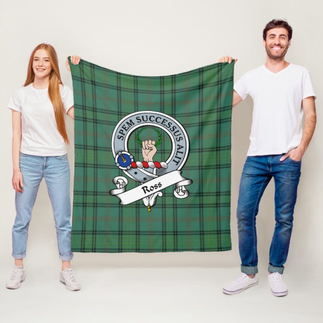 Couverture Polaire Ross Chasse Ancien Clan Badge Tartan Plaid (En situation)