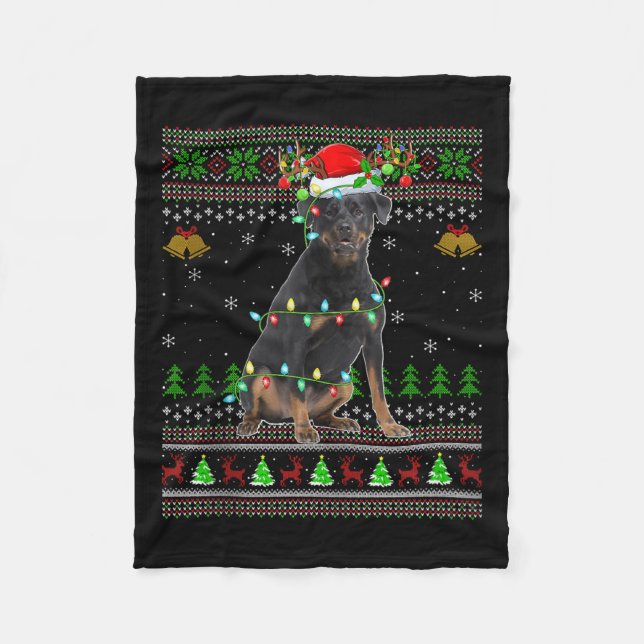 Couverture Polaire Rottweiler Dog Ugly Christmas Sweaters Holiday San (Devant)