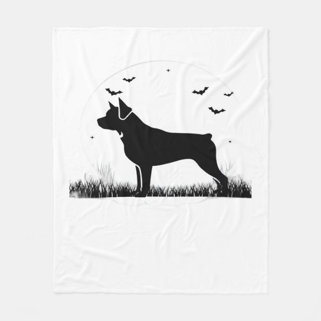 Couverture Polaire Rotweiler Chien - Halloween Lune Silhouette Oversi (Devant)
