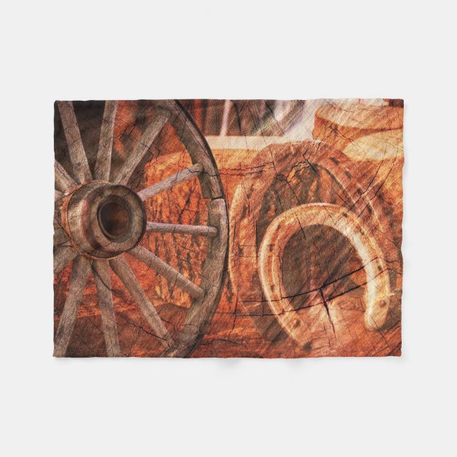 Couverture Polaire Roue en Wagon Rustique Horseshoes Style Occidental (Devant (Horizontal))