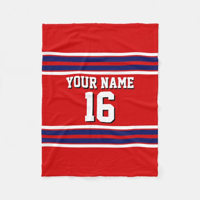 Couverture Polaire Rouge avec Marine White Stripes Team Jersey (Devant)