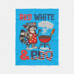 Couverture Polaire Rouge Blanc Et Bbq Raton Laveur Drôle 4 Juillet Gr