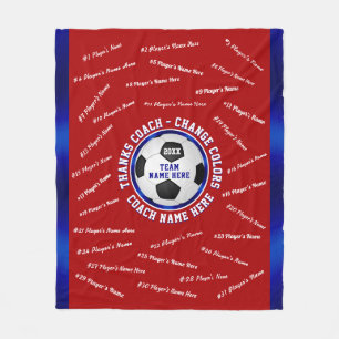 Couverture Polaire Rouge, Blanc et Bleu, Merci à l'Entraîneur de Foot