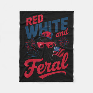 Couverture Polaire Rouge Blanc Et Sauvage - Cheval Patriotique USA Me