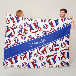 Couverture Polaire rouge bleu girly équipe couleurs volleyballs net a
