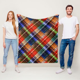 Couverture Polaire Rouge Bleu Vert Jaune Carreaux Tartan Design 