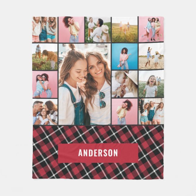 Couverture Polaire Rouge botanique moderne minimaliste pampas 15 phot (Devant)