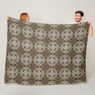 Couverture Polaire Rouge Brown gris ocre Hip Bohême Bali Art Motif