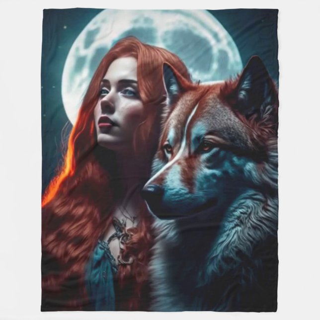 COUVERTURE POLAIRE ROUGE CANIS LUPIS (LOUP) (Devant)