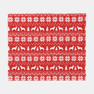 Couverture Polaire Rouge de motif de Noël de silhouettes de