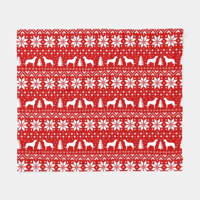 Couverture Polaire Rouge de motif de Noël de silhouettes de (Devant (Horizontal))