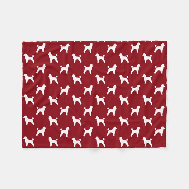 Couverture Polaire Rouge de motif de silhouettes de caniche de jouet (Devant (Horizontal))
