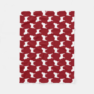 Couverture Polaire Rouge de motif de silhouettes de carlin
