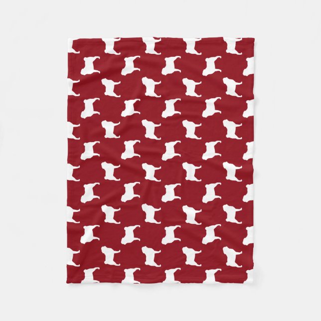 Couverture Polaire Rouge de motif de silhouettes de carlin (Devant)