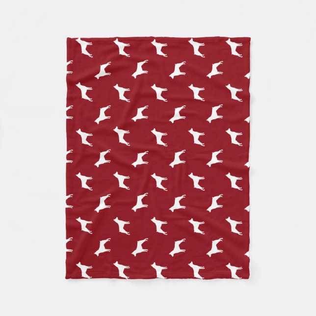 Couverture Polaire Rouge de motif de silhouettes de Pinscher (Devant)