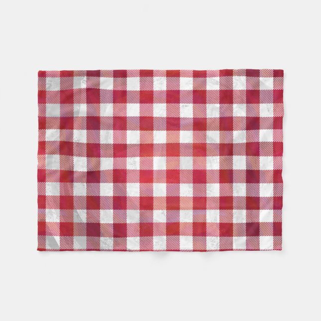 Couverture Polaire Rouge et blanc de plaid de Buffalo (Devant (Horizontal))