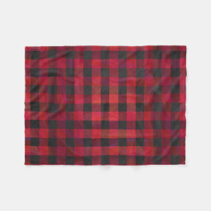 Couverture Polaire Rouge et noir À damiers plaid