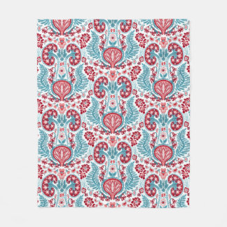 Couverture Polaire Rouge et Teal de damassé de rein