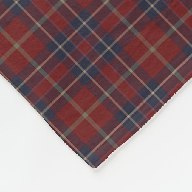 Couverture Polaire Rouge foncé et bleu marine Rustique Plaid (Coin)