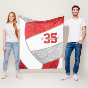 Couverture Polaire rouge gris girly volleyball w athlète nom personna