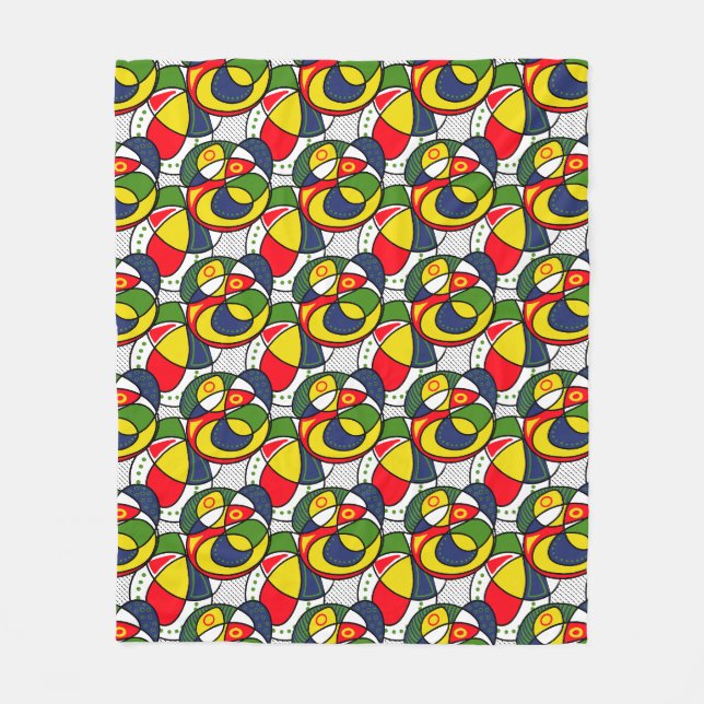 Couverture Polaire Rouge Jaune Bal de Plage Vert Volet Blanche (Devant)