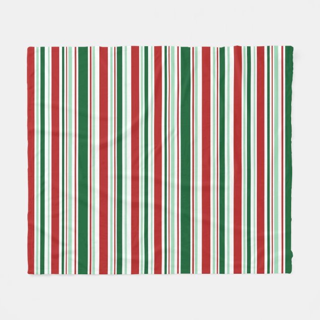 Couverture Polaire Rouge moderne, Vert menthe, Vert foncé, Blancs (Devant (Horizontal))