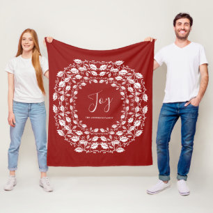 Couverture Polaire Rouge personnalisé par   blanc de joie de houx de