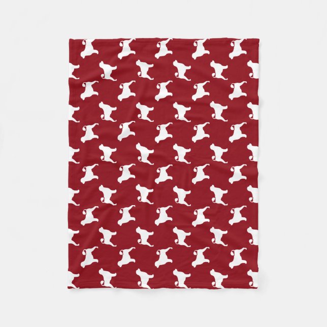 Couverture Polaire Rouge portugais de motif de silhouettes de chien (Devant)